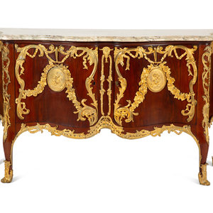 Appraisal: A R gence Style Gilt Bronze Mounted Mahogany Marble-Top Commode