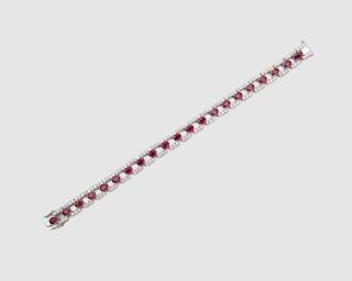 Appraisal: K White Gold Ruby and Diamond Bracelet K White Gold