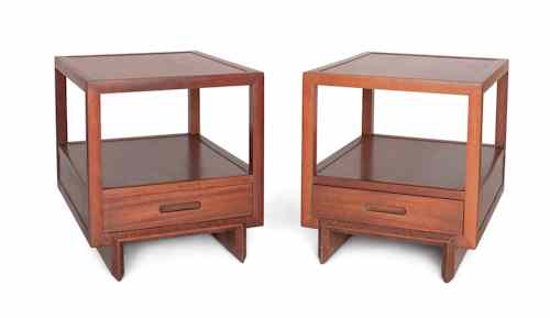 Appraisal: Pair of Frank Lloyd Wright mahogany end tables by Henredon