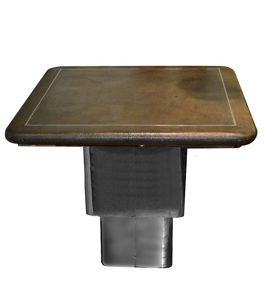 Appraisal: Convertible Shagreen Chrome Coffee Dining Table Convertible dining card table