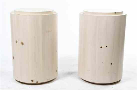 Appraisal: A Pair of Contemporary Pine Pedestal Tables each of cylindrical