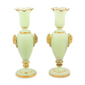 Appraisal: A Pair of Opaline Glass Vases Late th Early th