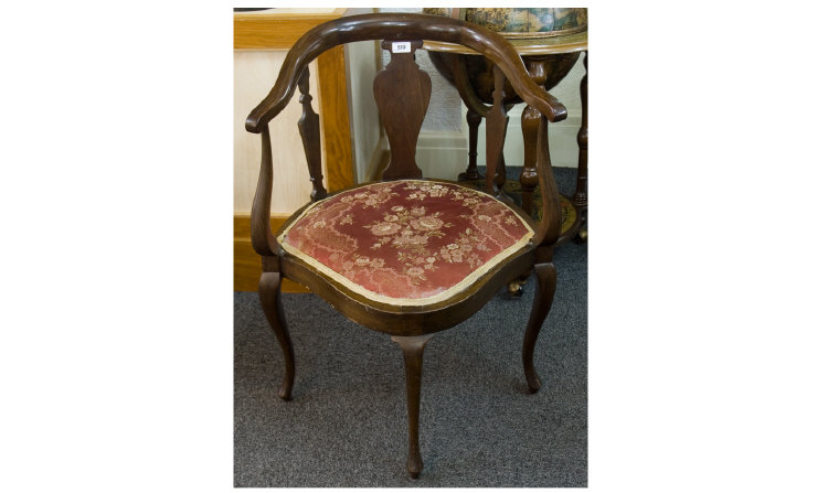 Appraisal: Corner Chair With Padded Seat