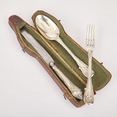 Appraisal: German Silver-Gilt Knife Fork and Spoon Dresden th century in