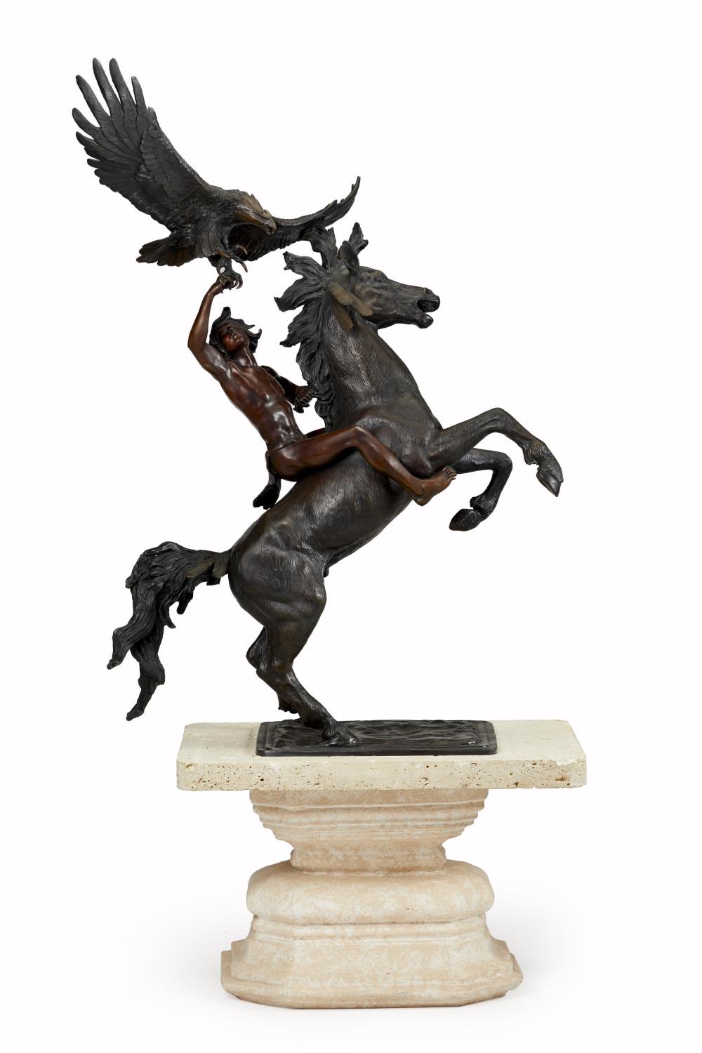 Appraisal: Stanley Quentin Johnson - American Ponca Eagle Boy Patinated bronze