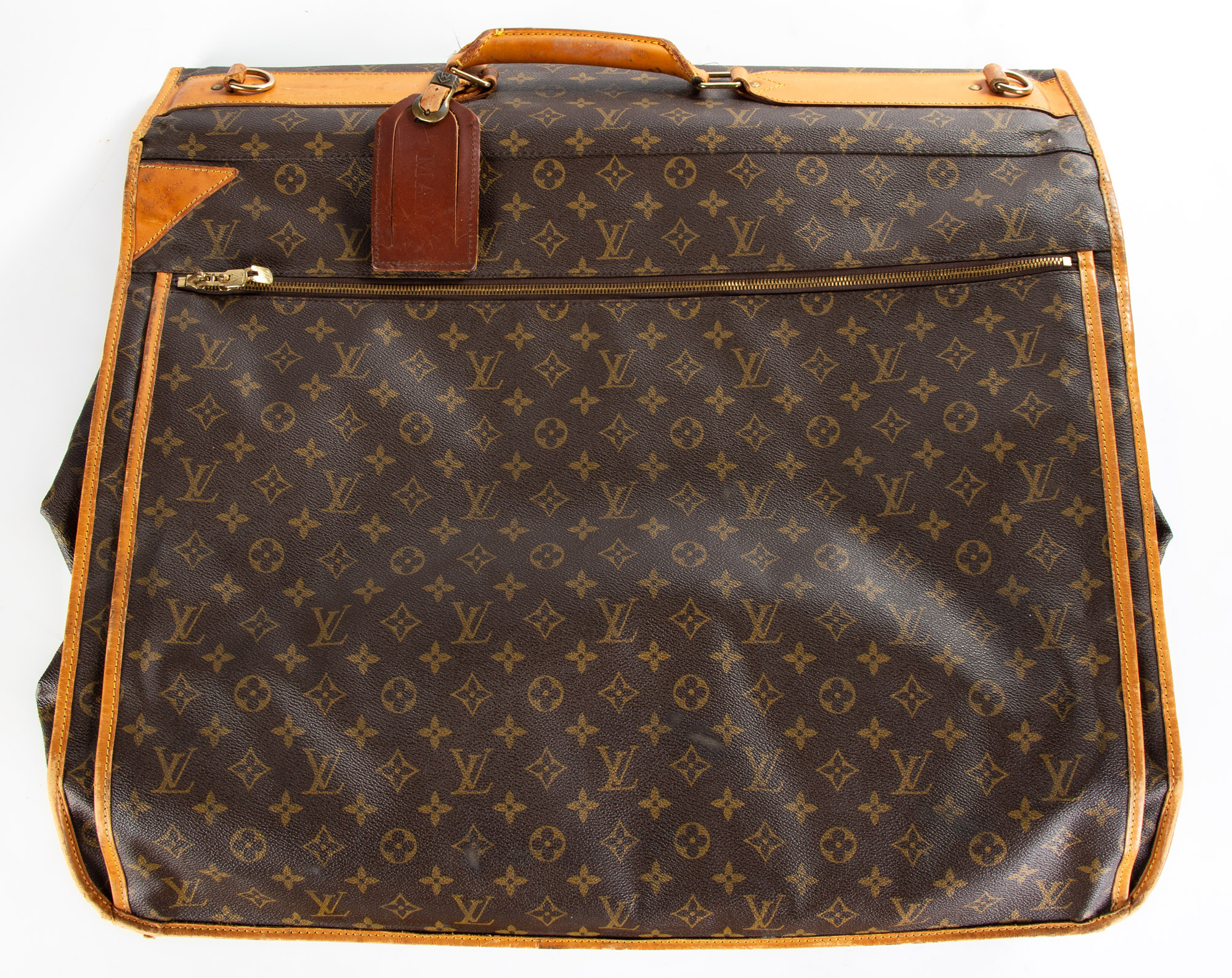 Appraisal: VINTAGE LOUIS VUITTON GARMENT BAG AND TWO VINTAGE LOUIS VUITTON