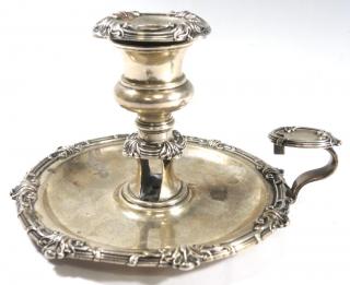 Appraisal: George IV Sterling Chamber Stick The removable drip cup thumb