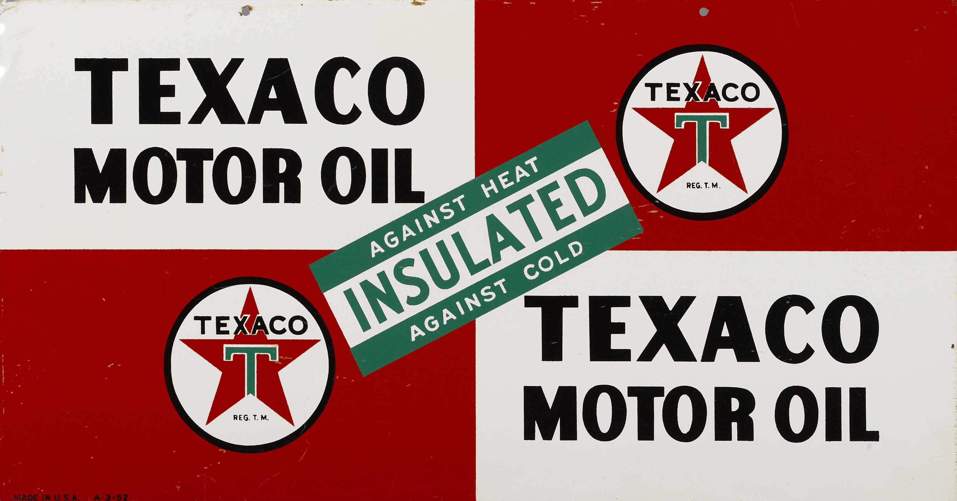 Appraisal: A fine Texaco Motor Oil sign multi-colored porcelain enamel reads