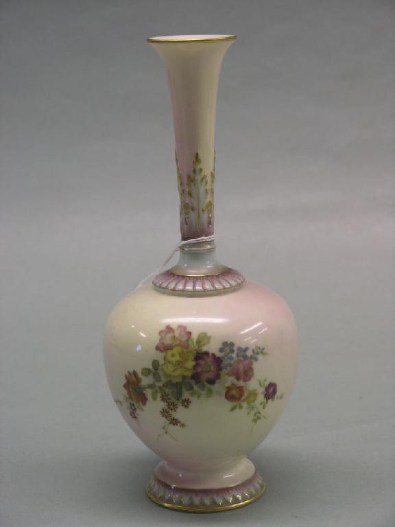 Appraisal: A Royal Worcester vase painted with flowers against a two-tone