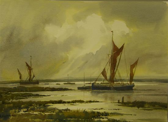 Appraisal: Keith Burtonshaw three watercolours of Kent Kentish Farm Medway Estuary