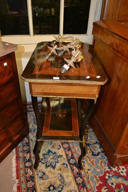 Appraisal: A FRENCH INLAID TWO TIER SIDE TABLE A FRENCH INLAID