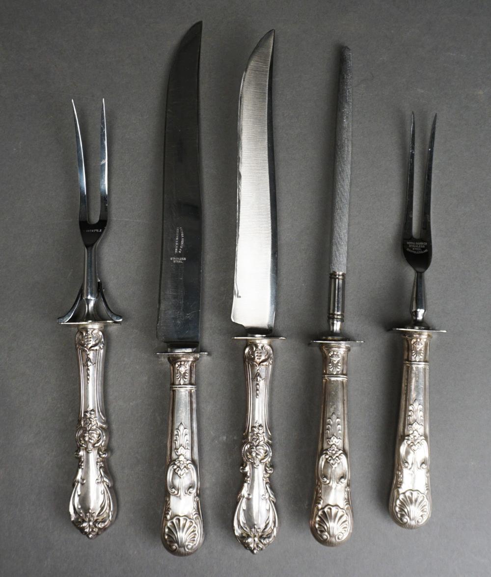 Appraisal: TWO STERLING SILVER HANDLED CARVING SETS INCLUDING TWO-PIECE REED BARTON