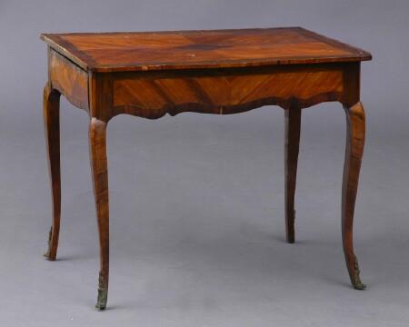 Appraisal: LOUIS XV INLAID TULIPWOOD PETIT BUREAU PLAT The -veneered top