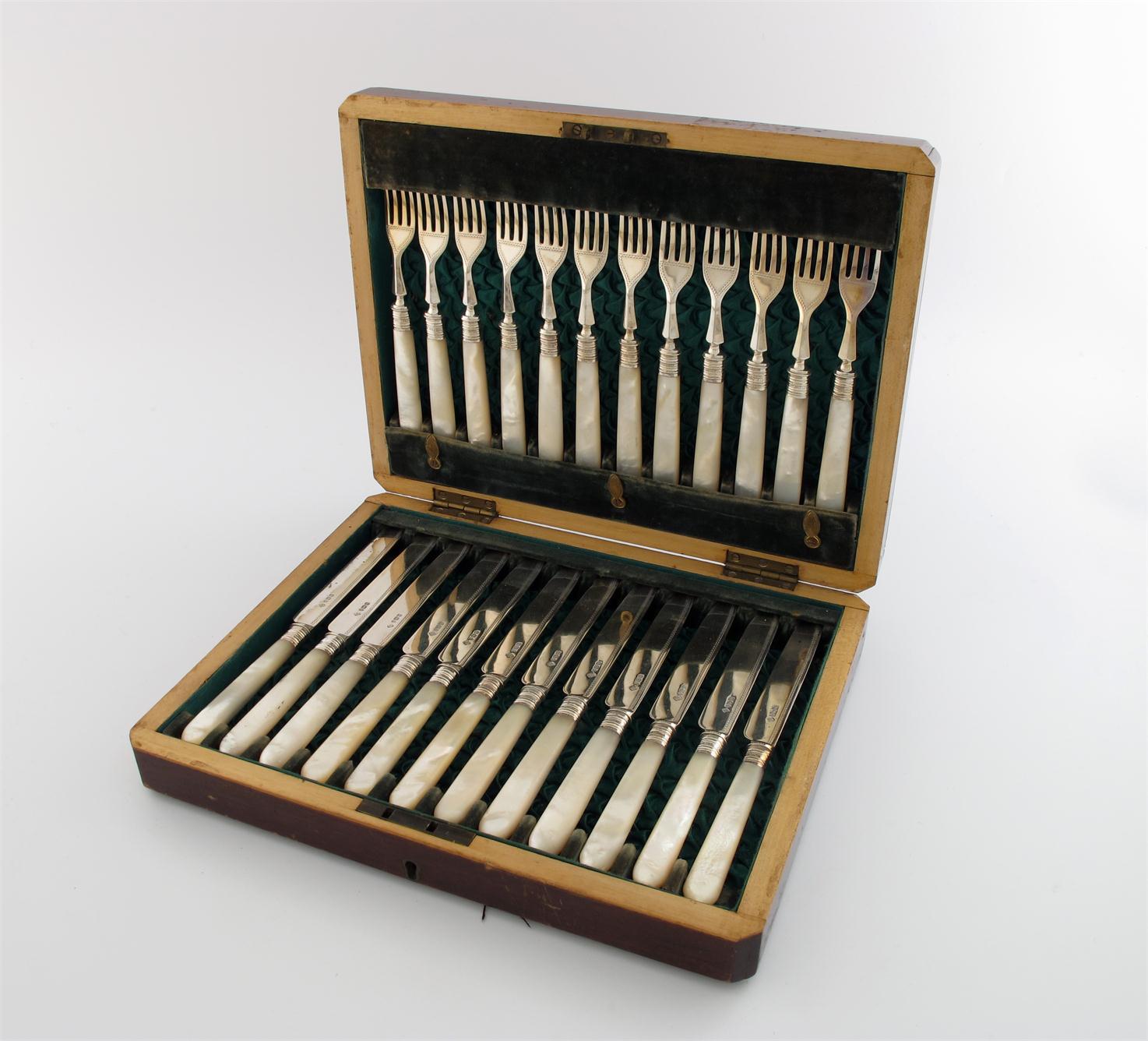 Appraisal: A set of twelve Victorian silver fruit knives and forks