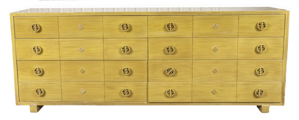 Appraisal: JAMES MONT ASIAN MODERN PAINTED CHEST OF DRAWERS James Mont