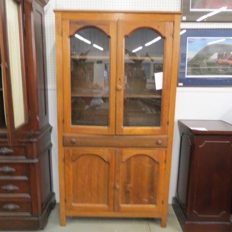 Appraisal: th Century Pie Safe or Cupboard punched tins below glass