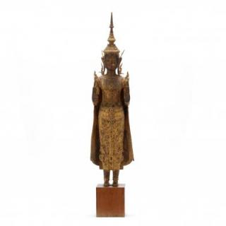 Appraisal: A Thai Gilt Bronze Standing Buddha Sculpture mid to late