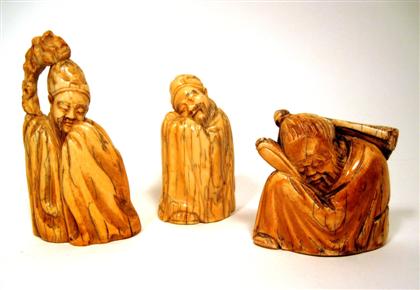 Appraisal: Three Chinese carved ivory figures th century