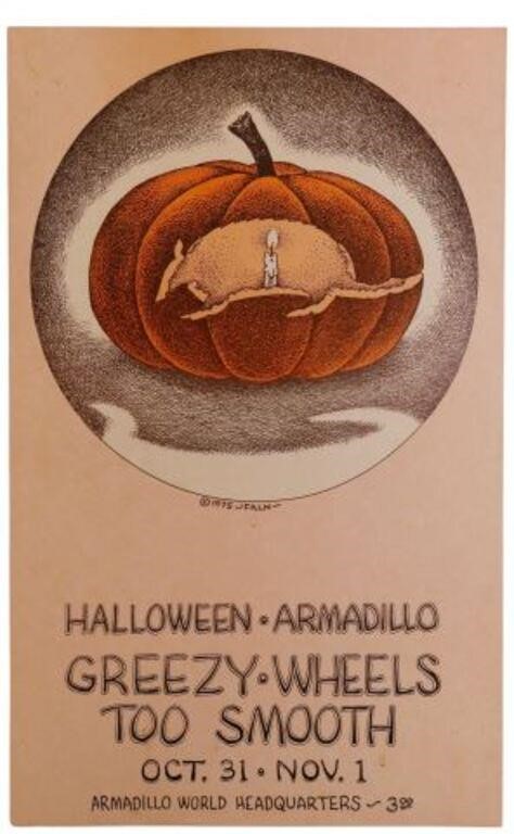 Appraisal: Armadillo World Headquarters Halloween concert poster featuring Greezy Wheels and