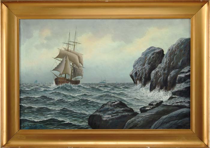 Appraisal: A SANDBERG Early th Century ROUNDING THE POINT Large oil