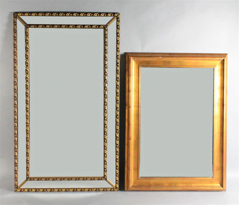 Appraisal: TWO CLASSICAL STYLE FRAMED BEVELED MIRRORS vertical wall mirror with