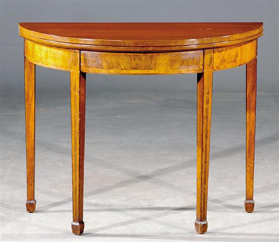 Appraisal: Hepplewhite style inlaid mahogany card table late th early th