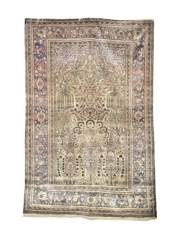 Appraisal: A silk Kashan prayer rug Central Persia cm x cm