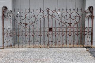 Appraisal: Pair Large Wrought Iron Gates Pair wrought iron gates with