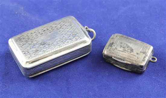 Appraisal: A George III engraved silver rectangular vinaigrette with pierced foliate