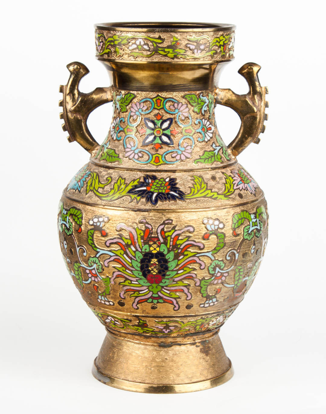 Appraisal: Chinese gilt-bronze champleve enamel vase late th century bronze body