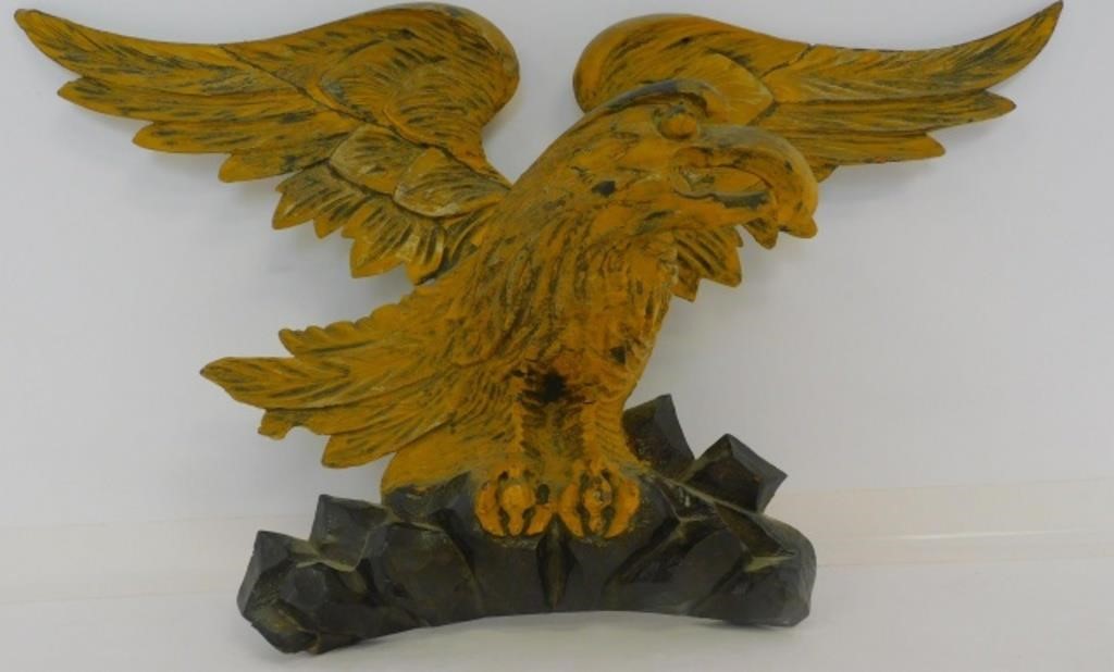 Appraisal: TH CENTURY CARVED WOODEN AMERICAN EAGLE OLDpaint shows old repairs