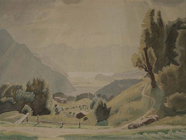 Appraisal: CHARLES MARCH GERE - - 'Alpine Sheepfold-Lake of Brienz' signed