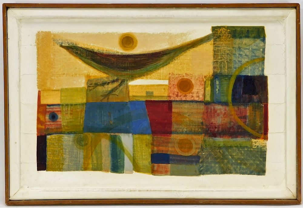 Appraisal: J G Marshall Abstract Geometric Bird Painting J G Marshall