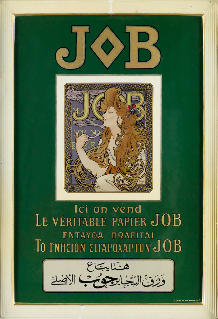 Appraisal: ALPHONSE MUCHA - JOB Enamel sign After x inches x