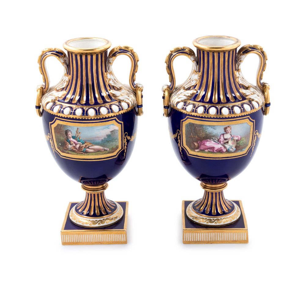 Appraisal: A Pair of Minton Painted and Parcel Gilt Porcelain Urns