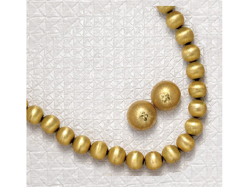 Appraisal: GOLD BEAD NECKLACE AND EARRINGS k yellow gold Florentine finish