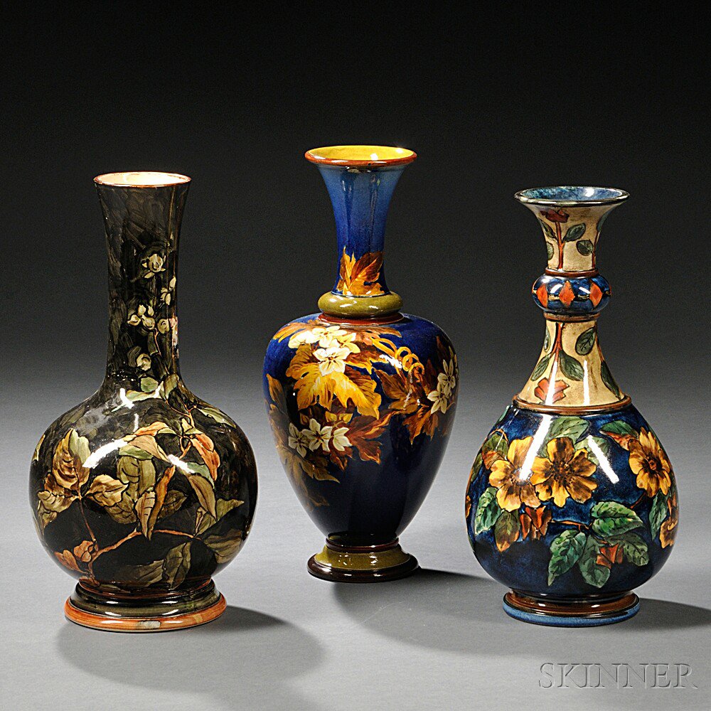 Appraisal: Three Doulton Lambeth Faience Vases England late th century each