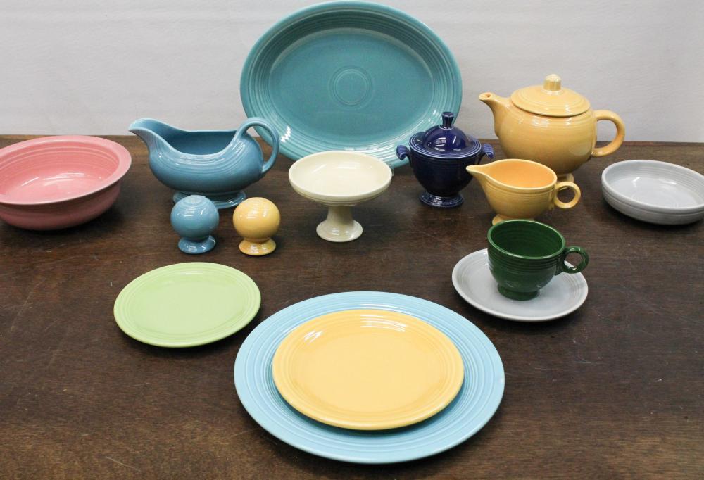 Appraisal: EIGHTY-EIGHT PIECE FIESTA DINNERWARE assorted colors including dinner plates luncheon