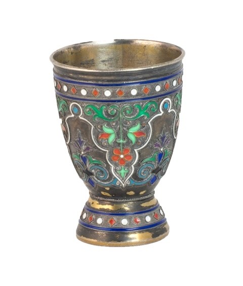 Appraisal: A Russian silver gilt and enameled cup decorated with floral