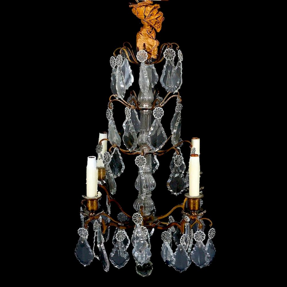 Appraisal: A crystal chandelier A crystal chandelier measuring high x diameter