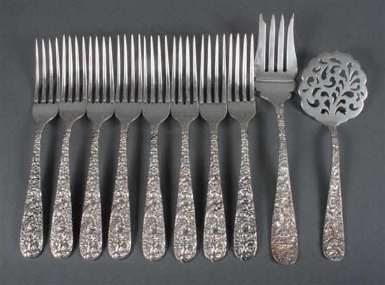 Appraisal: Eight American repousse sterling forks Jacobi Jenkins a Stieff ''Rose''