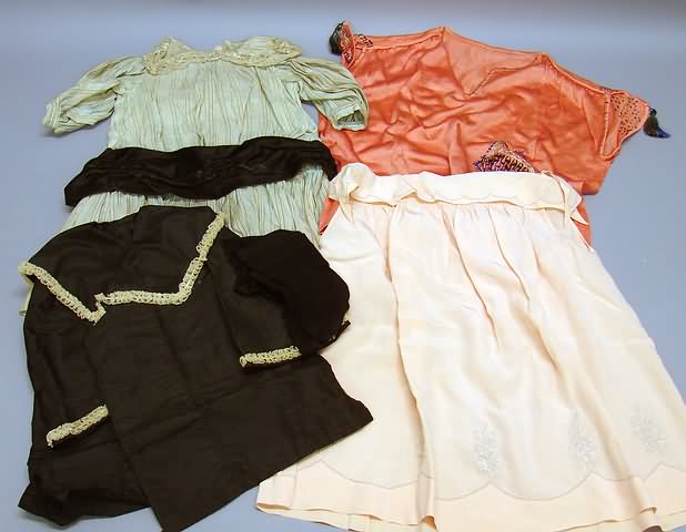 Appraisal: Lot of antique silk children's clothing L pale aqua white