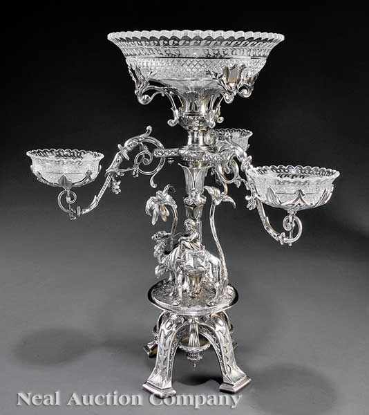 Appraisal: An Antique English Silverplate and Waterford Crystal Epergne in the