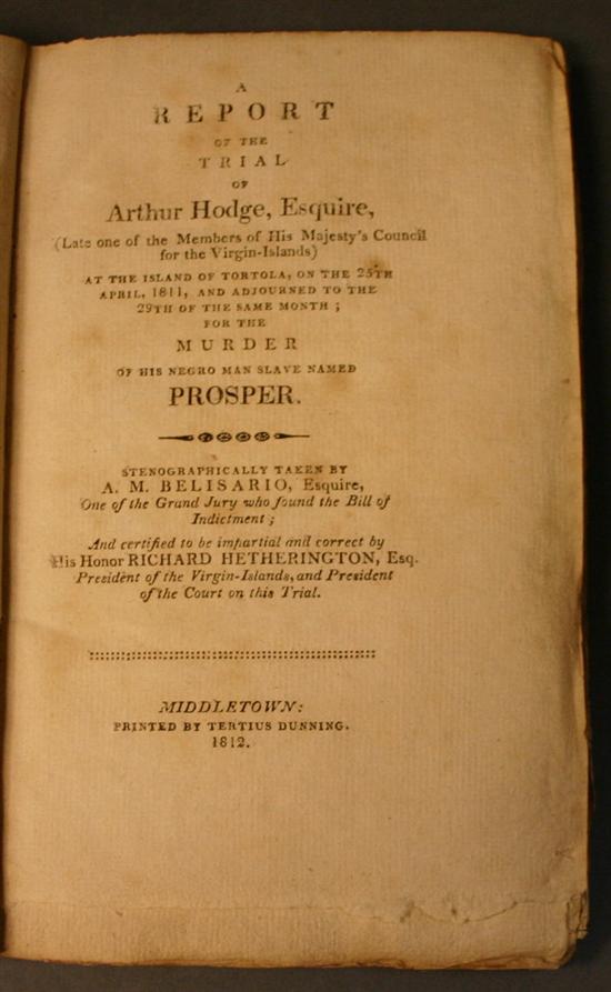 Appraisal: Slavery A Report Of The Trial Of Arthur Hodge Esquire