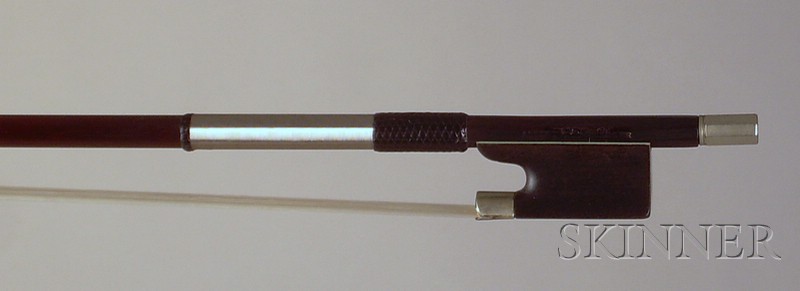 Appraisal: Nickel Mounted Violin Bow the round stick stamped ALBERT NURNBERGER