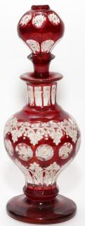 Appraisal: BOHEMIAN ENAMELED RUBY GLASS COLOGNE LATE TH C BOHEMIAN ENAMELED