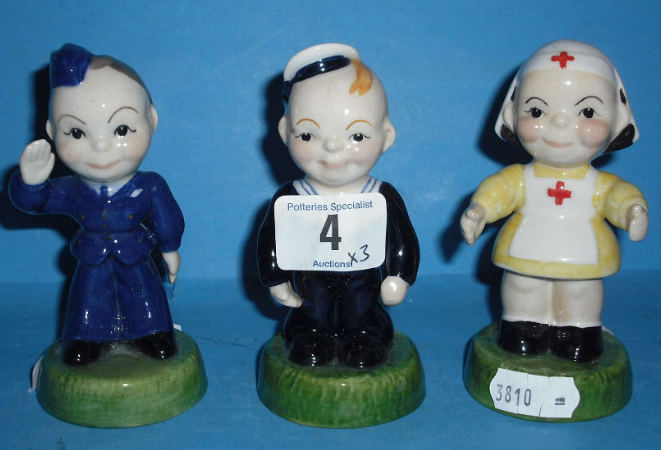 Appraisal: Carltonware Kids Figures Airman Sailor And Nurse Limited Editions with