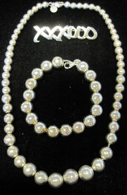 Appraisal: Sterling silver graduated bead necklace Tiffany Co Together with a