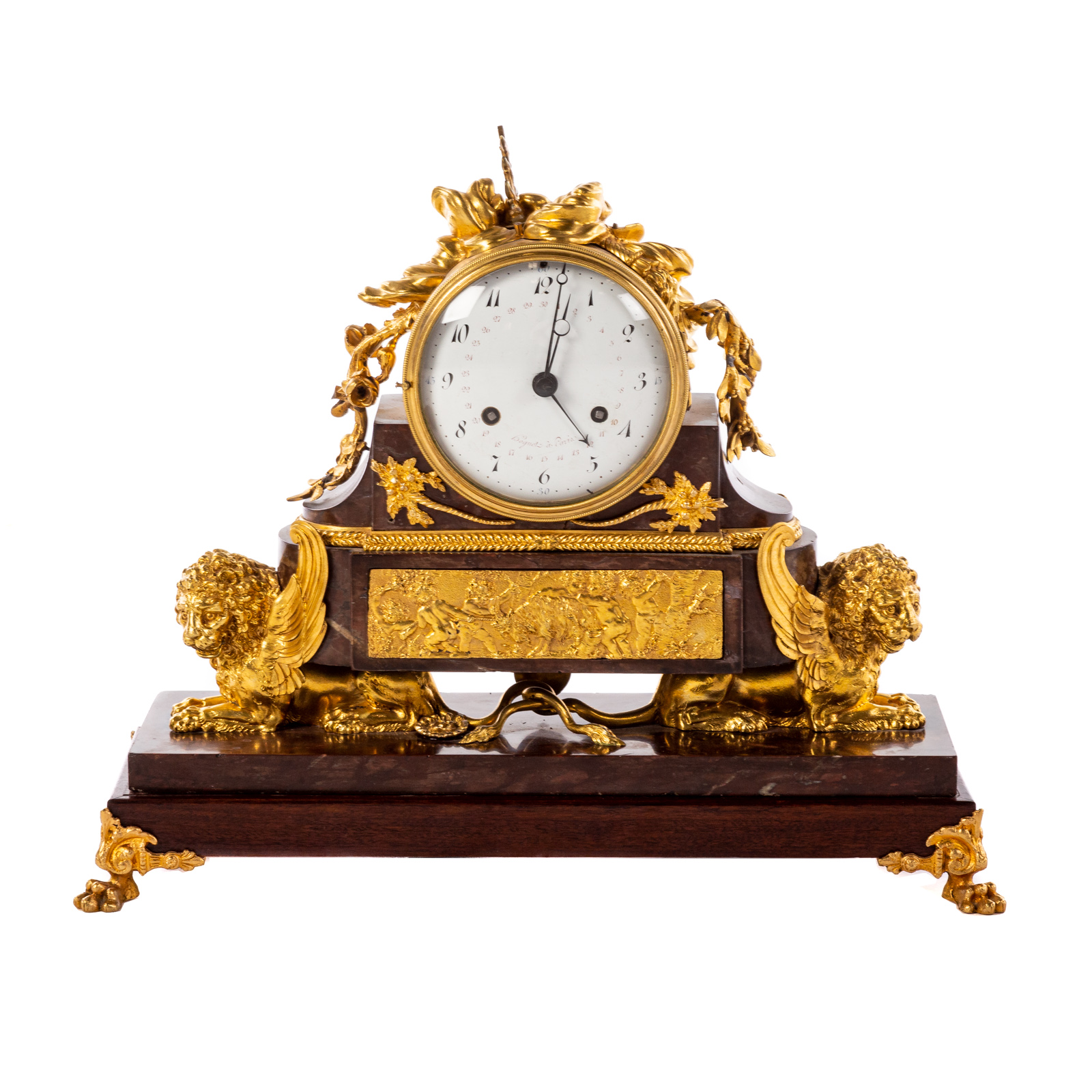 Appraisal: NAPOLEON III GILT BRONZE MANTLE CLOCK Circa gilt bronze clock