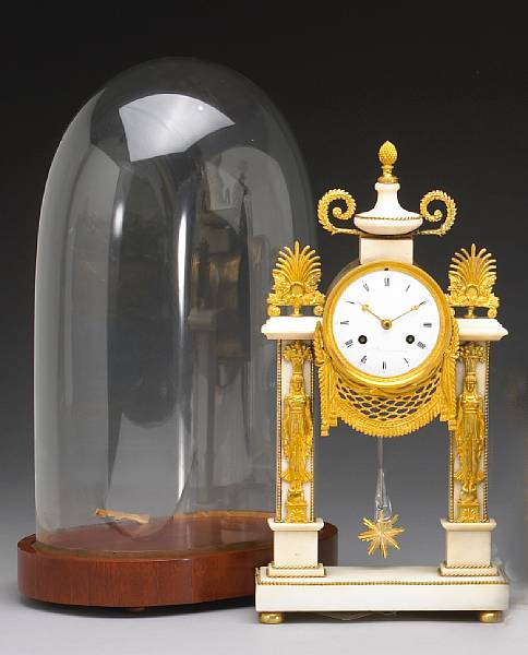 Appraisal: A Louis XVI gilt bronze mounted white marble clock last